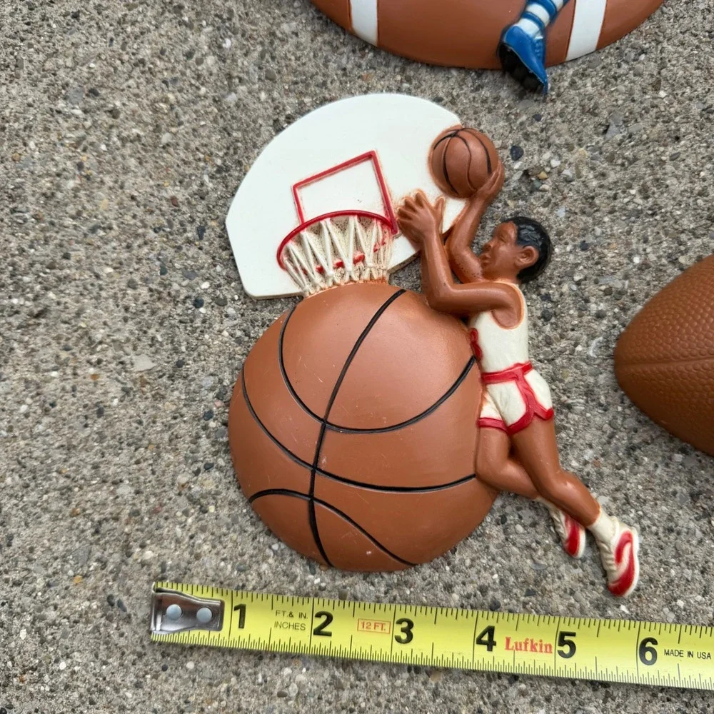 70s/80s Vintage Burwood Homco Sports Wall Decor 3D USA Made Plastic 13 Pieces